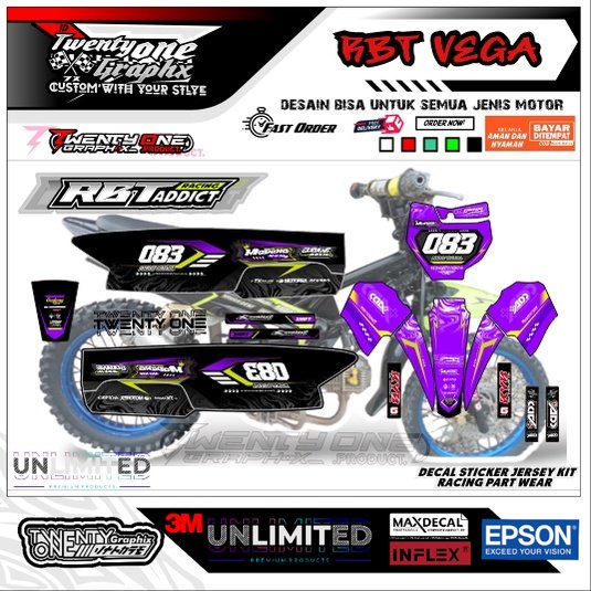 DECAL STIKER RBT YAMAHA VEGA R NEW OLD UNGU kekinian⭐ BEBEK TRAIL MODIF GTX TRABAS FULL BODY  JUPITE
