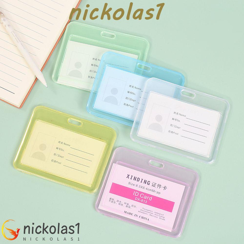 NICKOLAS1 Cover Kartu Transparan Siswa Stationary Pelindung Kerja ID Card Dengan Gantungan Kunci Perlengkapan Sekolah Tempat Penyimpanan Kartu Kredit Pelindung Kartu