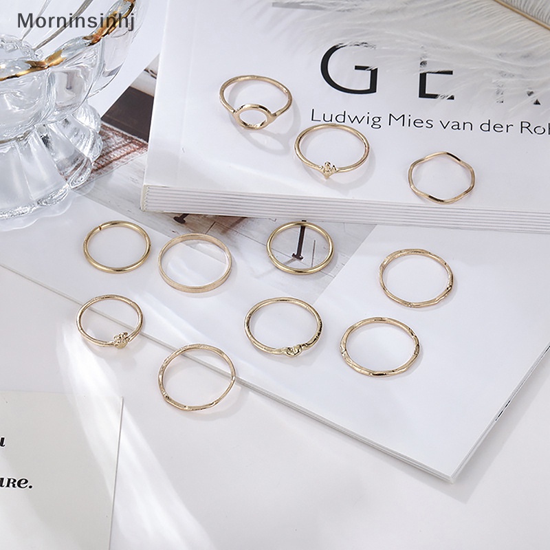 Mornin 11Pcs /Set Bohemian Open Adjustable Rings Cincin Untuk Wanita Perhiasan Cincin Set Ulang Tahun Anniversary Hadiah id