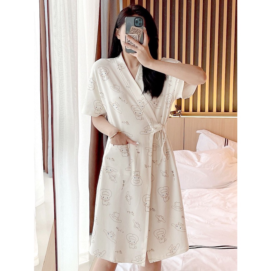 [ COD✅ ] Aroana Lucky Piyama Wanita Musim Panas Baru Jepang Kimono Katun Baju Tidur Bagian Tipis Len