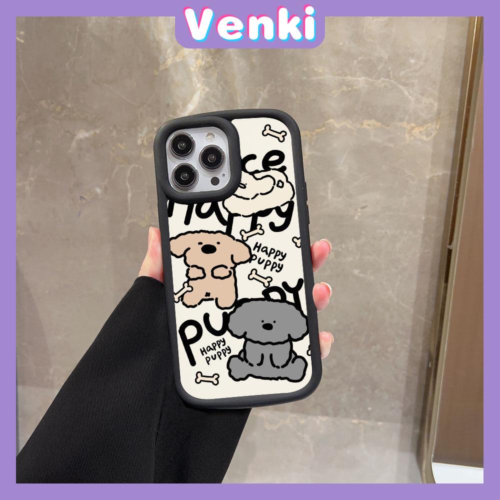 VENKI - Untuk iPhone 11 iPhone Case Matte Blister Soft Case Hitam Beige Shockproof Protection Camera Cute Puppy Kompatibel dengan iPhone14 13 Pro max 12 Pro Max xr xs max 7Plus 8Plus