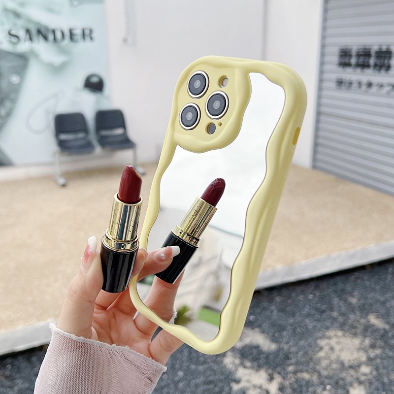 【Macaron Cream】Make Up Mirror SoftCase IPhone 7 8 Plus X Xr XS Max IPhone 11 12 13 14 Pro Max Women's Fashion Camera Protect Phone Case