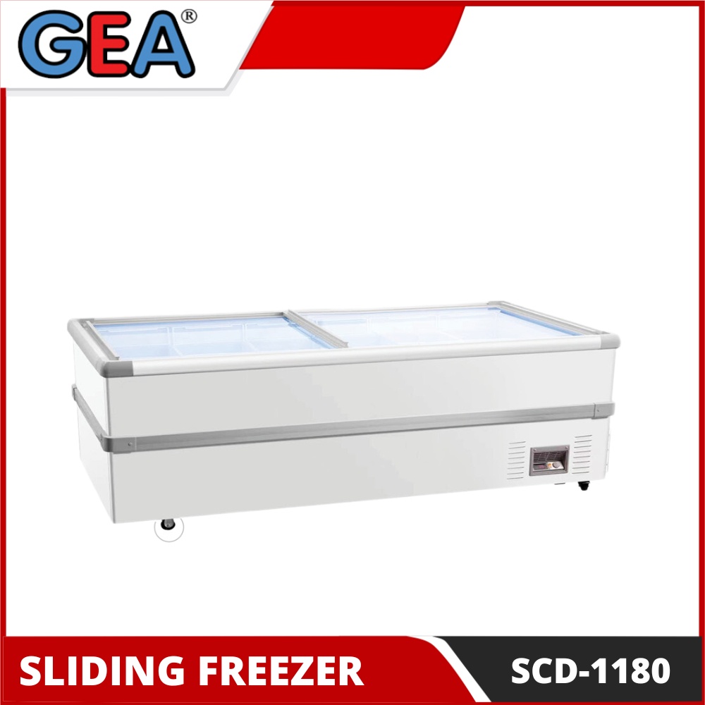 ISLAND FREEZER GEA SCD 1180 SLIDING GLASS FLAT 2 KOMPRESOR ORIGINAL