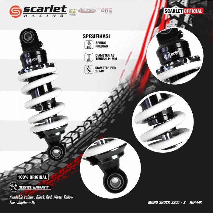 Monoshock mx Scarlet racing  jupiter mx 135 lama new king mxking - Putih