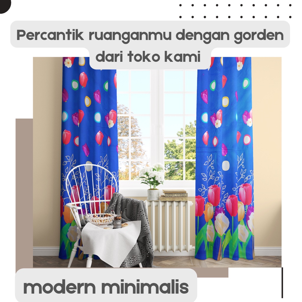 Gorden Jendela Gorden Pintu elegan size L120cm X T225cm Smokring Katun Free Tali&amp;hook gordeng hordeng kordeng