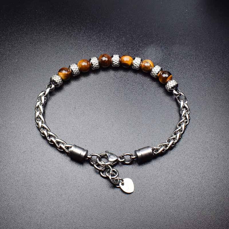 Gelang Manik-Manik Batu Alam Untuk Wanita Pria Anti Karat Rantai Pergelangan Tangan Homme Unisex Bracelets Perhiasan Aksesoris Pesta