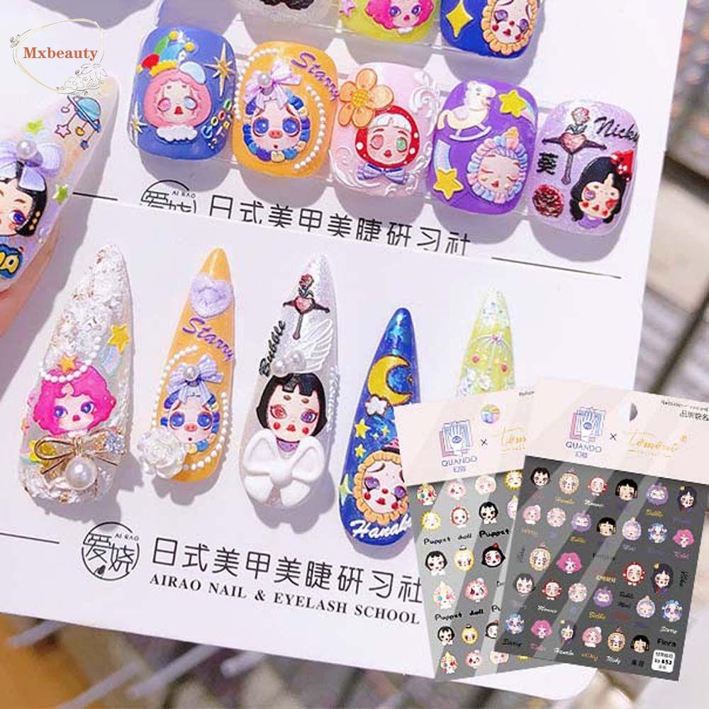 MXBEAUTY Kartun Stiker Kuku Fashion Perekat Diri Kitty Cat Manicure Aksesoris Kelinci Beruang Nail Art Dekorasi