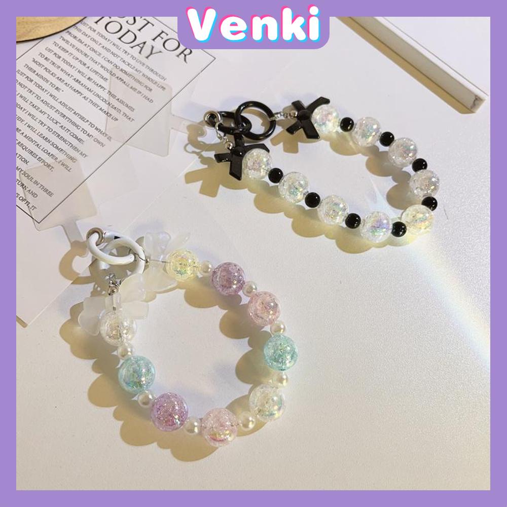 Venki - Casing Ponsel Gesper Gelang Lanyard Gelang Manik-manik Berwarna-warni Yang Indah Berbagai Macam Gaya Multicolor Hati Busur Bulan Multicolor Sederhana Kompatibel iPhone Case