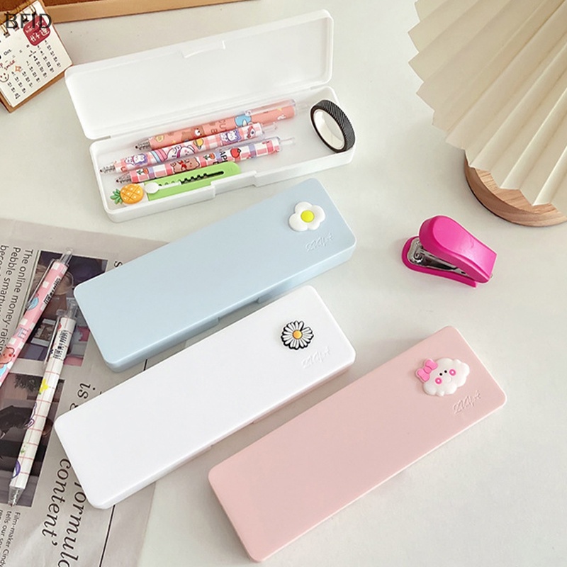 [BFID] Kartun Lucu Frosted Pensil Case Sederhana Plastik Portable Tahan Air Kotak Tempat Pensil Penyimpanan Perlengkapan Alat Tulis Belajar Tempat Pensil [ID]