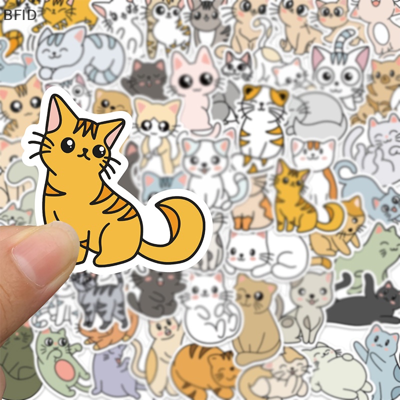 [BFID] 60pcs Kawaii Kucing Kartun Stiker Hewan Lucu Decals Mainan Anak DIY Scrapbook Laptop Stationary Gitar Koper Stiker Mobil [ID]