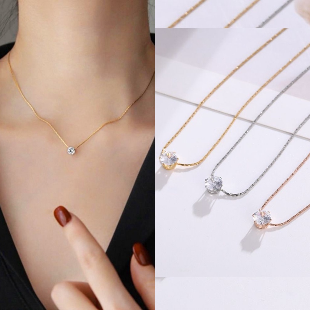 Kalung Titanium Fashion Wanita Anti Karat Anti Alergi Liontin Korean Style KT-042