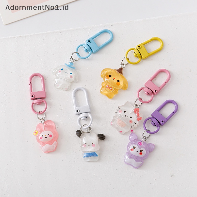 [AdornmentNo1] Sanrio gantungan kunci Keyring untuk teman Couple tas Hello Kitty liontin mobil Airpods kotak telepon pesona aksesoris perhiasan