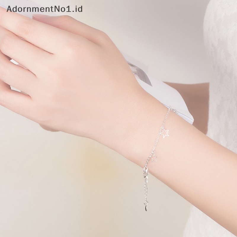 [AdornmentNo1] Gelang warna Silver untuk wanita Pentagram pesona rantai tangan Link Orignal Fashion Jewelry