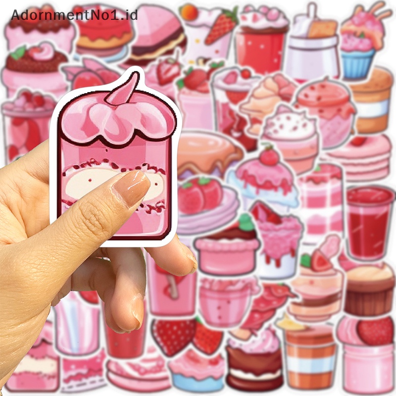 [AdornmentNo1] 50pcs Pink Dessert kartun grafiti stiker Kawaii lucu Art Aeshtetic Laptop Diy mainan anak Decal stiker