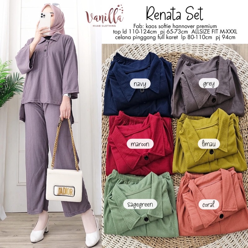 RENATA SET ORI VANILLA | Kaos Softie Hannover Premium