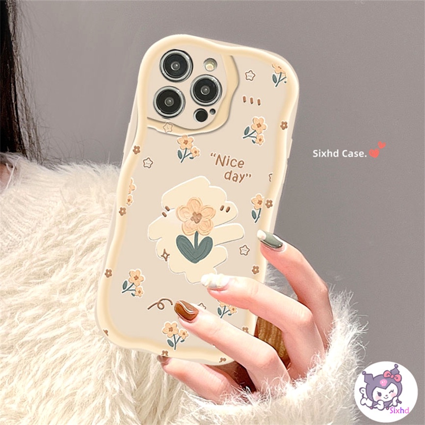 OPPO A57 A17K A76 A17 A16 A15 A7 A54 A53 A33 A95 A78 A77s A74 A32 A5s A3s A9 A5 A12 A96 A94 A93 A11K Fashion Yellow Flower 3D Curved Edge Wave Glossy Shockproof Phone Case Soft