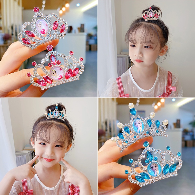 Crown Mahkota Sirkam Rambut Anak Perempuan Mini Motif Elsa Import