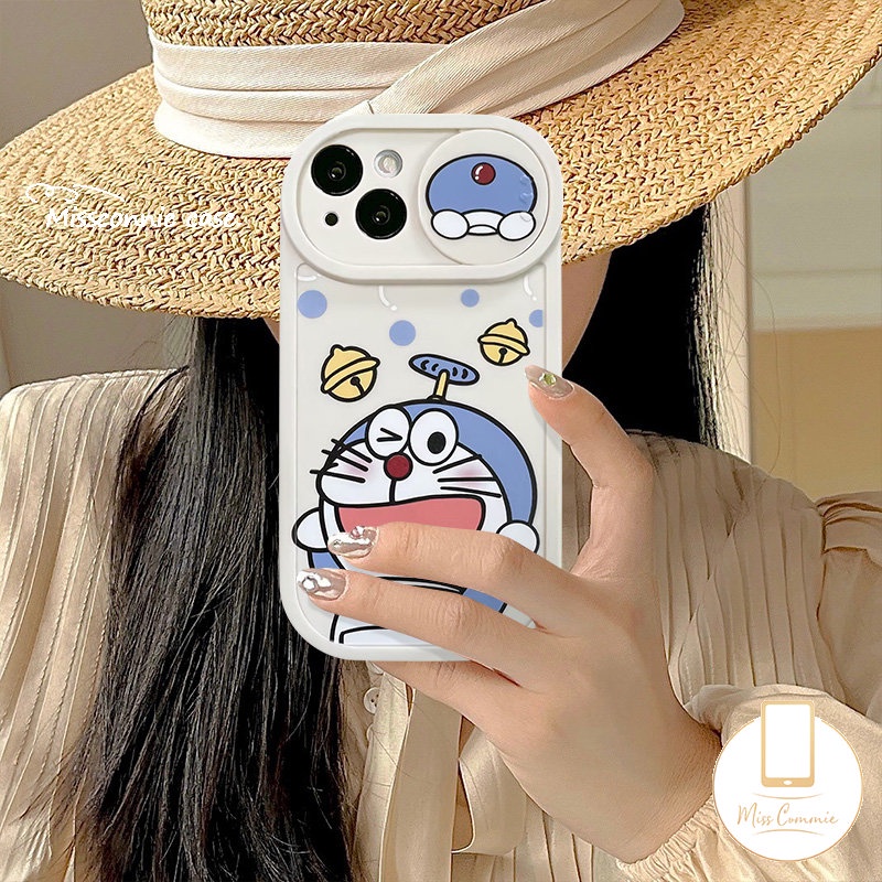 Lovely Strawberry Bear Lotso Case Compatible for IPhone 7Plus 11 XR 13 12 11 Pro Max 8Plus X XS Max Cartoon Doraemon Funny Dinosaur Push Pull Window Camera Lens Protector Cover
