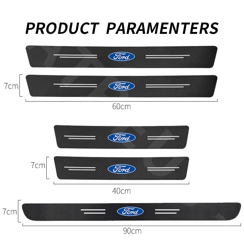 Luminous Stiker Pelindung Pintu Mobil Ford Anti Gores Threshold Strips Mobil Stiker Untuk Ford Fiesta Ranger Ecosport Focus Everest Mustang Escape