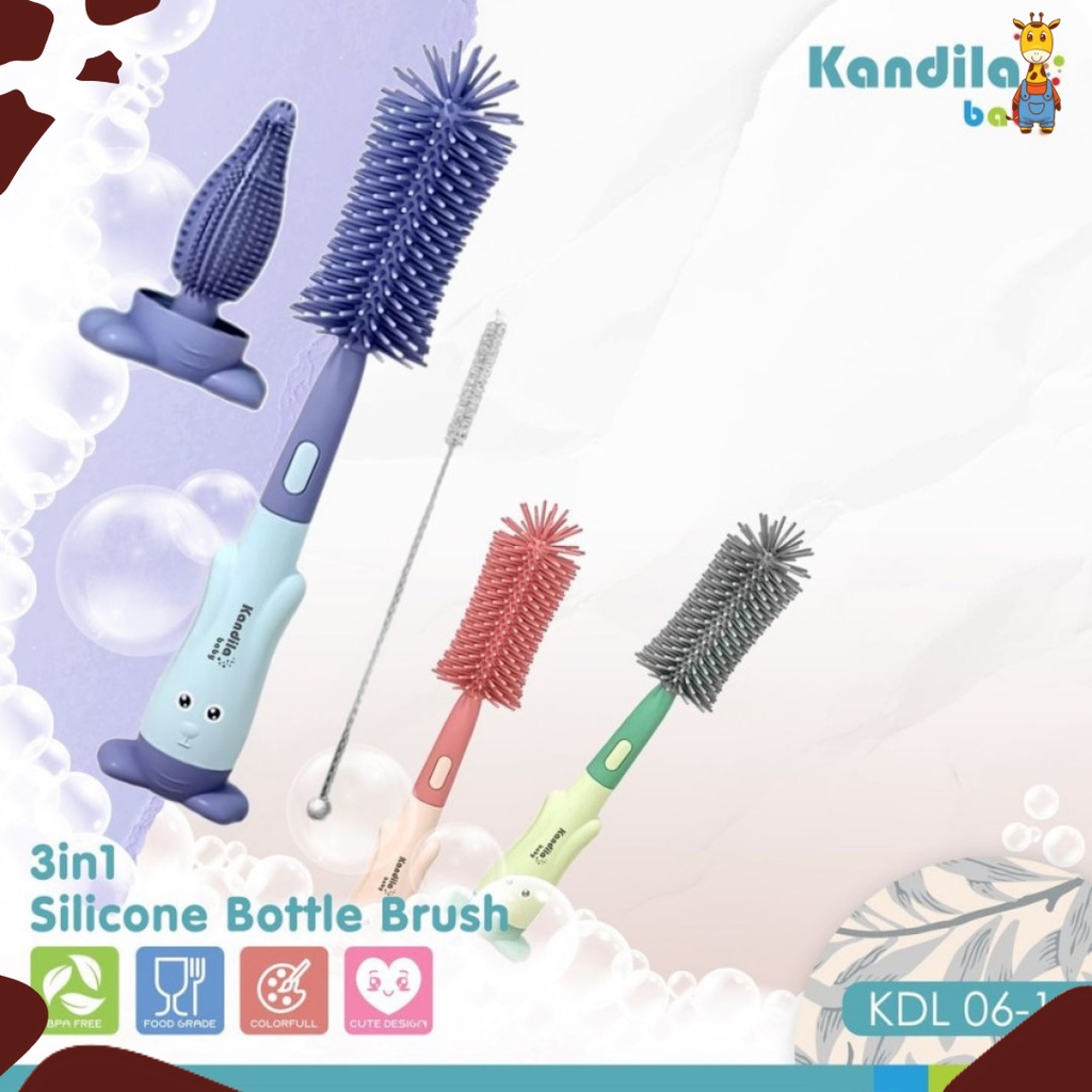 Kandila Baby 3in1 Silicone Bottle Brush KDL 06-10 - Sikat Botol Silikon