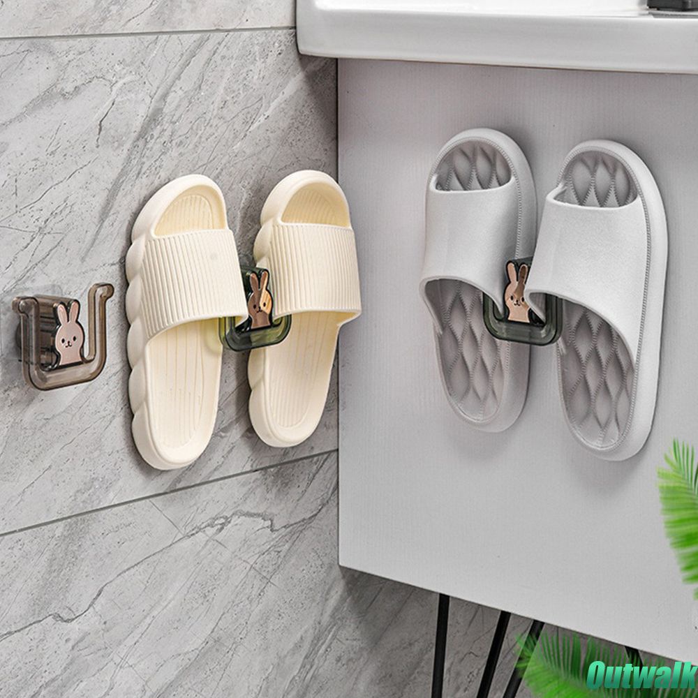 ღ Lucu Rak Sandal Kamar Mandi Dinding Dudukan Pengeringan Sepatu Tidak Melubangi Kamar Mandi Sederhana Kait Sandal Penyimpanan Sepatu Kamar Mandi Gantungan