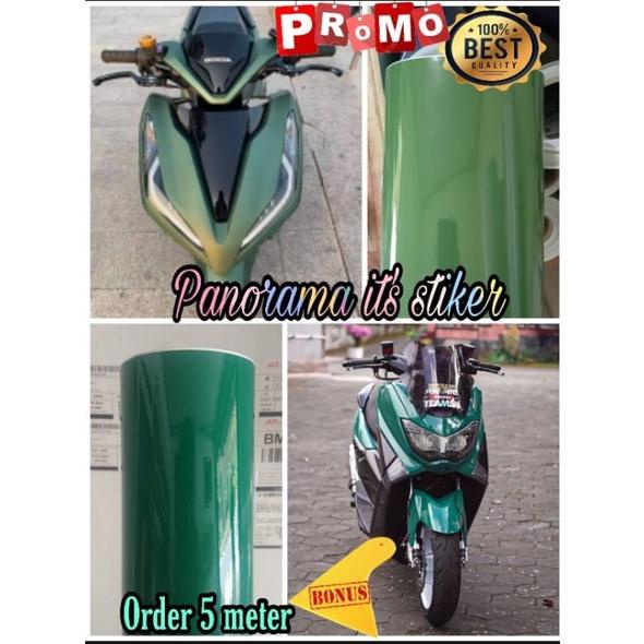 SKOTLET STICKER MOTOR WARNA HIJAU TUA GLOSSY /STIKER ARMY GLOSY /SCOTLITE HIJAU TUA KILAP/STICKER MO