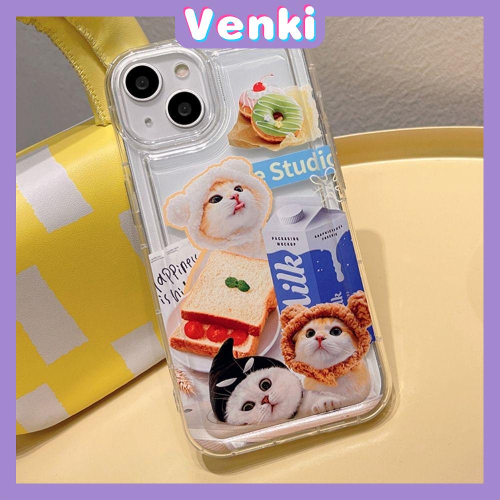 VENKI - Untuk iPhone 11 Case Bening Lembut TPU Case Airbag Shockproof Perlindungan Kamera Anak Kucing Lucu Kompatibel dengan iPhone 14 13 Pro Max iPhone 12 Pro Max XR XS 7Plus 8Plus