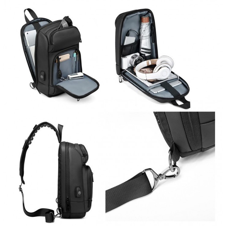 Chest Bag Premium for Men with USB Charging Port - Water Repellent