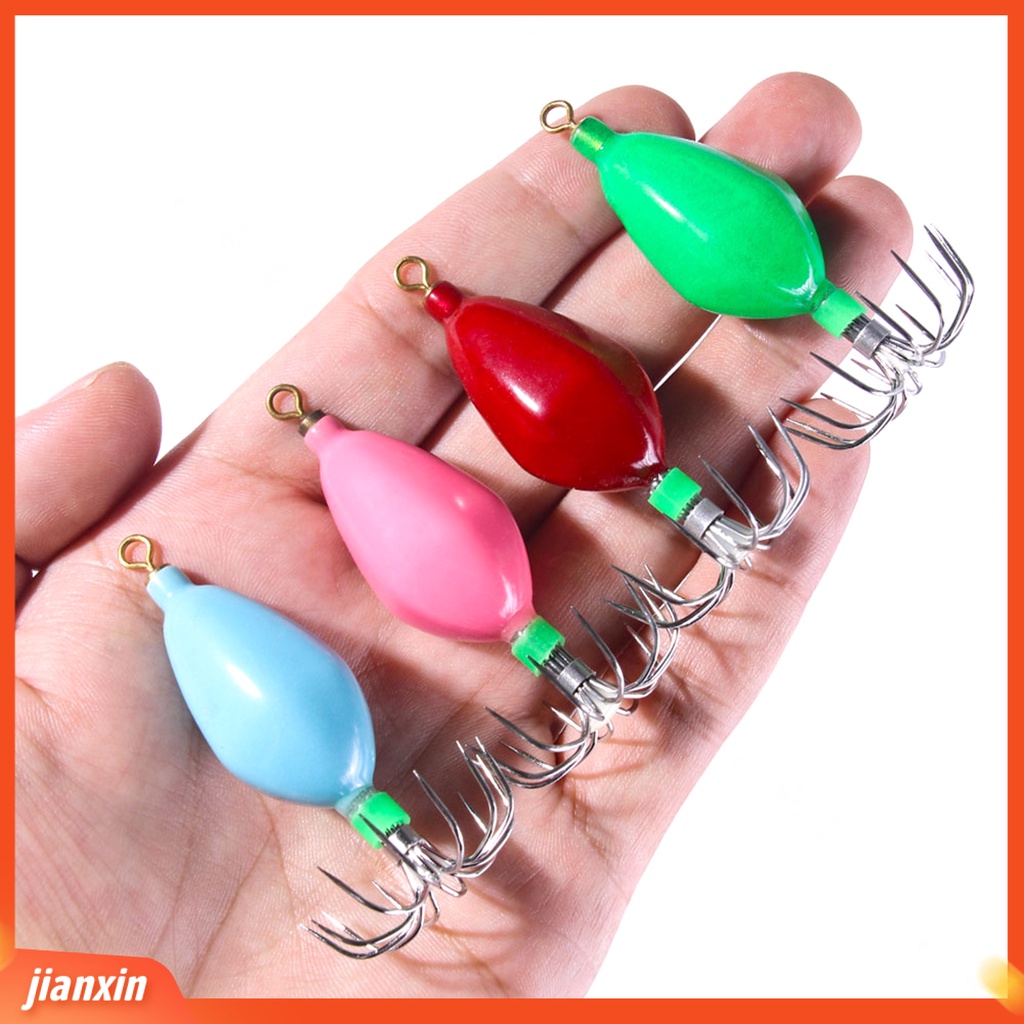 (In Stock) 6cm /50.6g Luminous Squid Jig Kekuatan Tinggi Ringan Tahan Karat Kaitan Ikan Sotong Perlengkapan Memancing