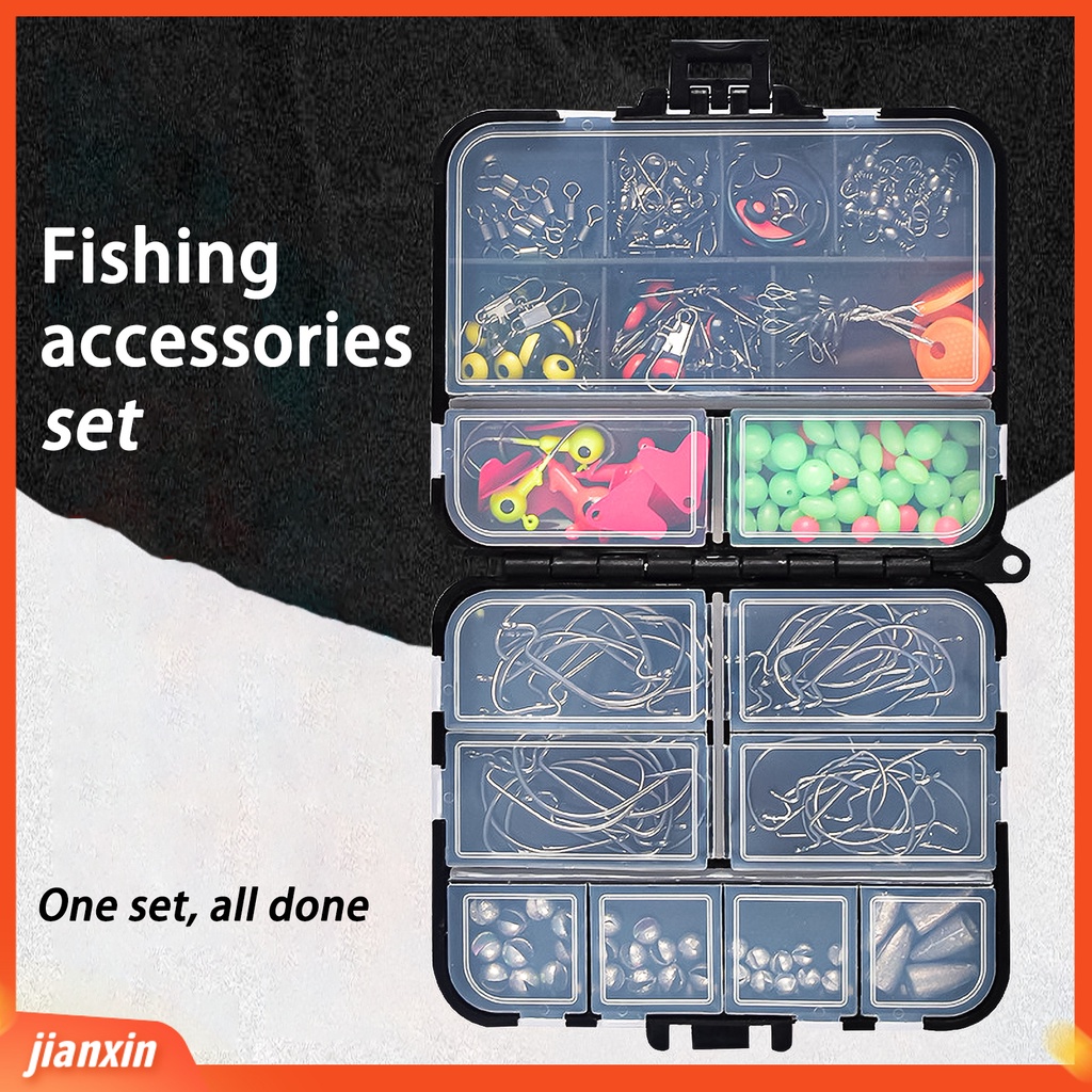 (In Stock) 205Pcs Set Aksesoris Memancing Tahan Air Multifungsi Kait Logam Umpan Jig Putar Fishing Tackle Kit Untuk Angling