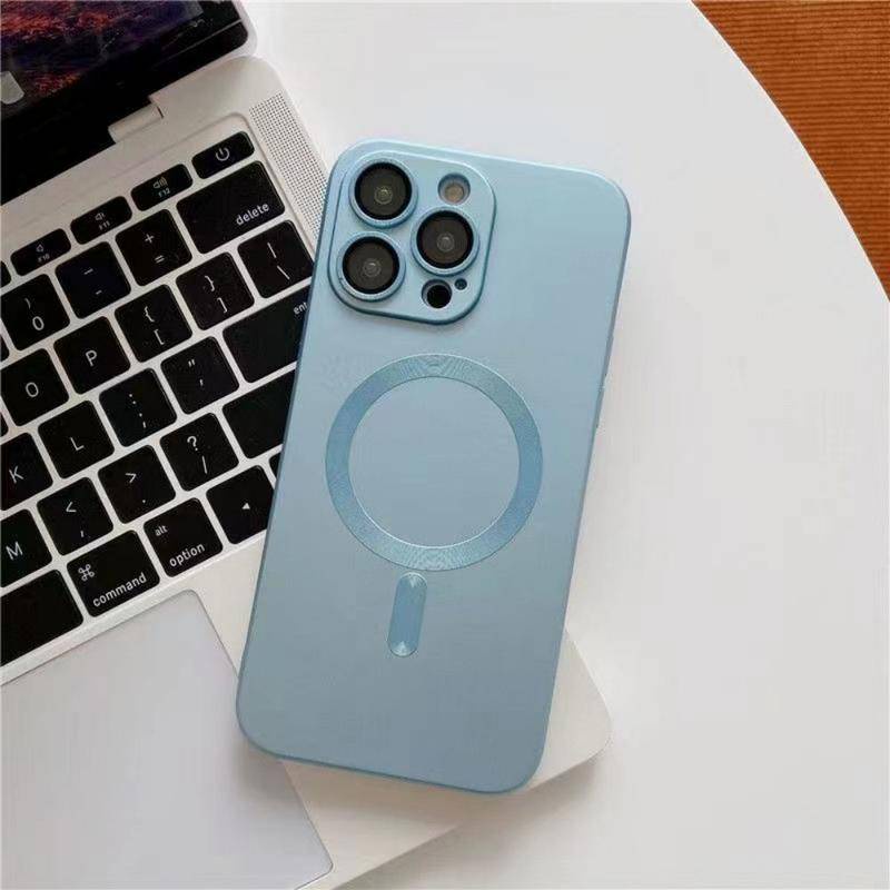 IPHONE Cat Metalik Magsafe Cases Untuk iPhone12 11 Pro MAX 11Pro 12Pro silicon Wireless Charging Magnetic glass lens protection Cover Untuk iPhone12 iPhone11