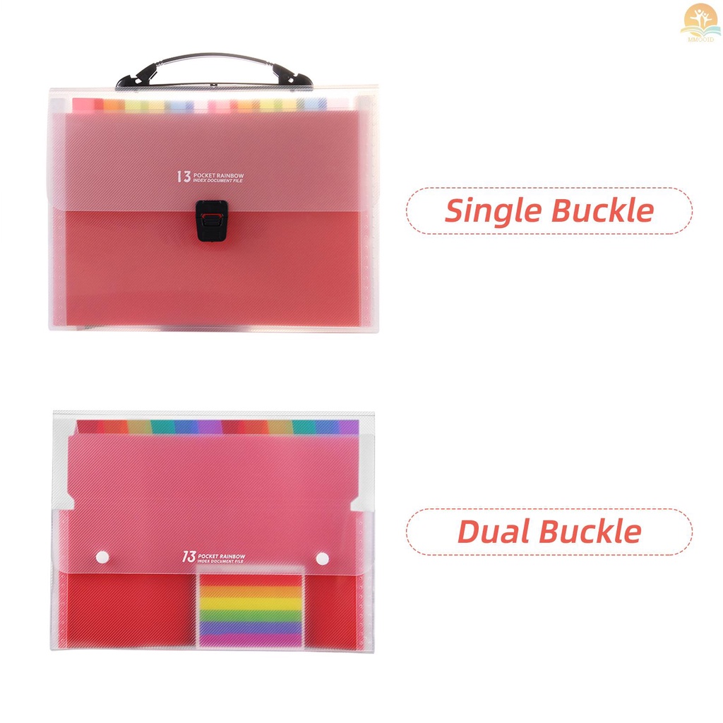 In Stock Expanding File Folder 13saku File Organizer Warna Pelangi Folder Akordeon Dengan Penutup Yang Dapat Diperluas Label Kosong Ukuran Surat A4 Portabel Kotak File Penyimpanan Dokumen Desktop