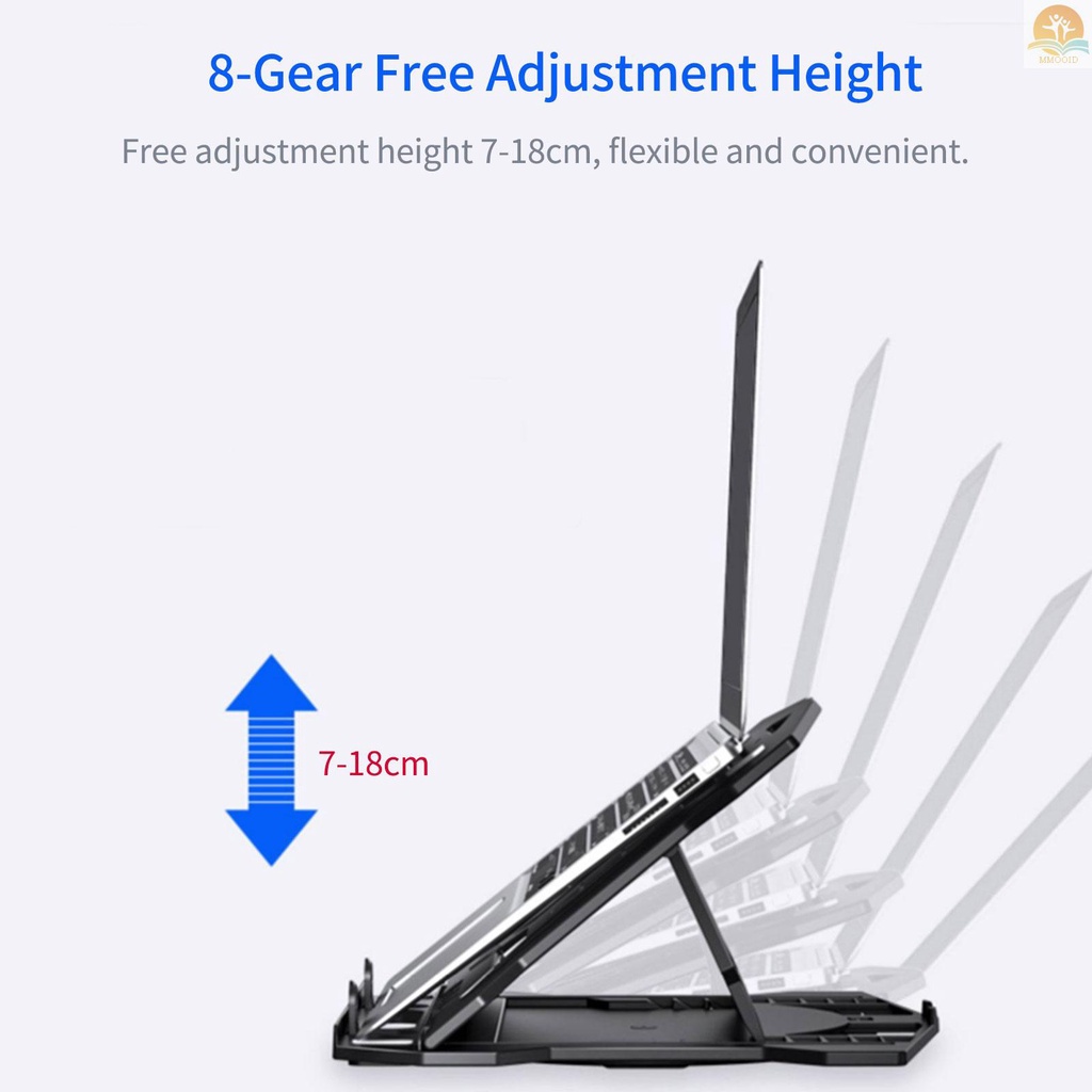 In Stock Portable Laptop Riser Stand Foldable Desktop Laptop Holder with 8 Levels Height Adjustment Ergonomic  Notebook Stand Bracket for Laptop  10-15.6 Inches