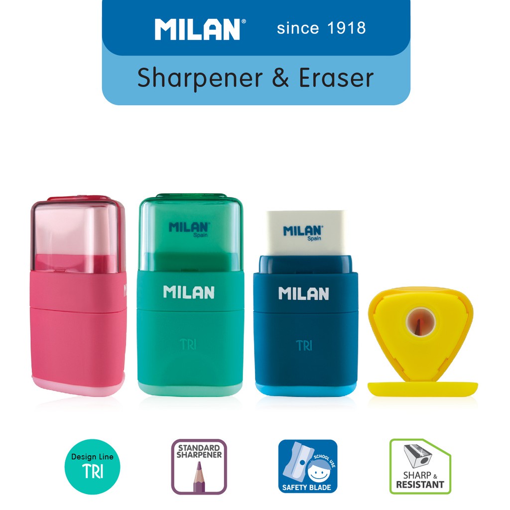

[Artomas] Milan Pencil Sharpener & Eraser TRI (1 Pcs) #47001