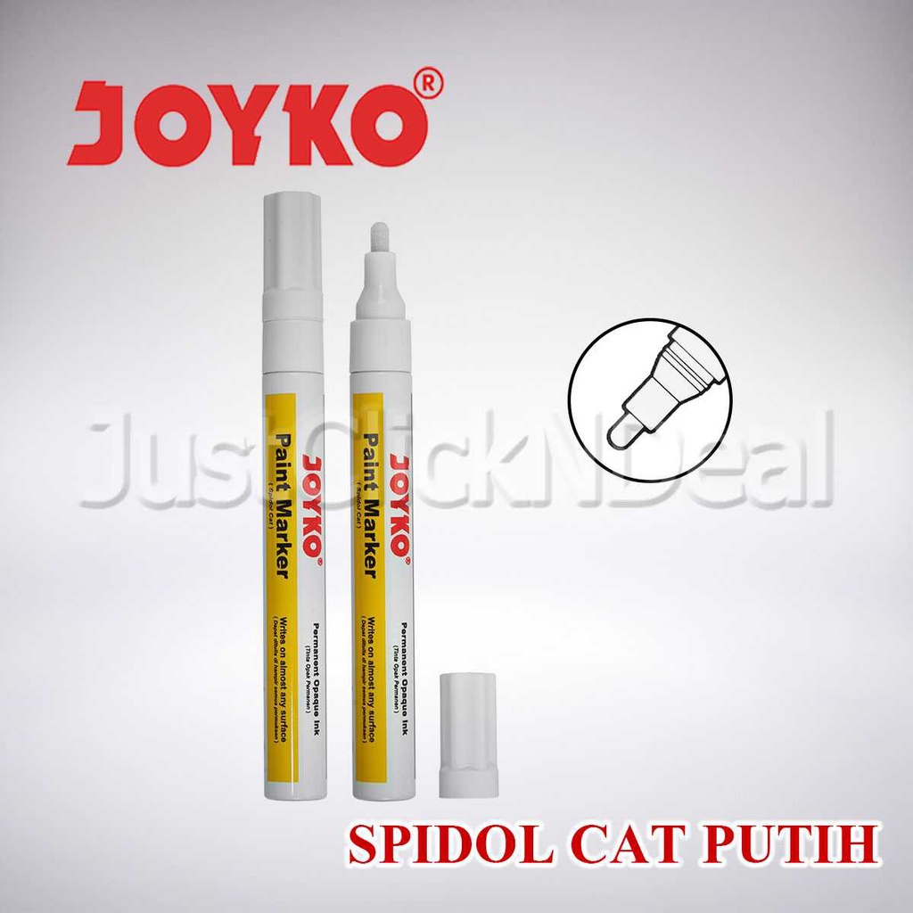 

PROMO DISKON Joyko Spidol Cat Warna Putih Gold Silver Permanent Paint Marker