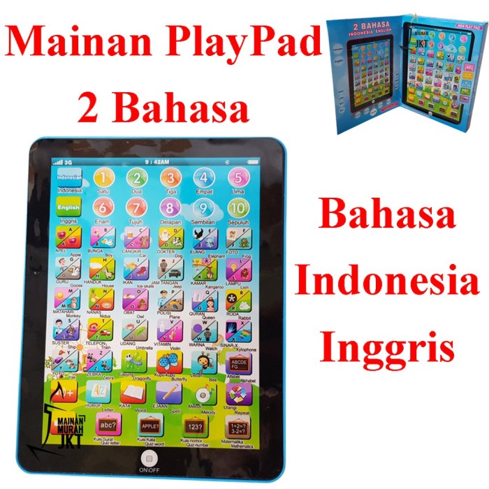 Mainan Ipad Mainan Hp Edukasi Anak Playpad Mini 2 Bahasa - Pink