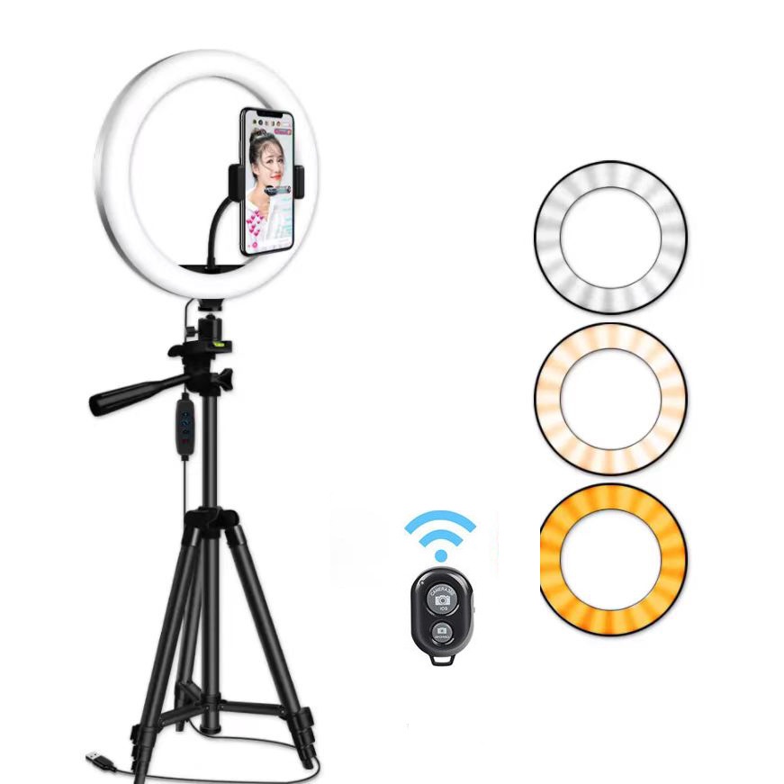 X xnyocn 26cm Ring Fill Light Three-Tone Light Live Fill Light Photo Light Net Beauty Light Lampu Tembak Lampu Fotografi Ring Light Overhead Fill Light Anchor Light Micron Light Skin Beauty Light