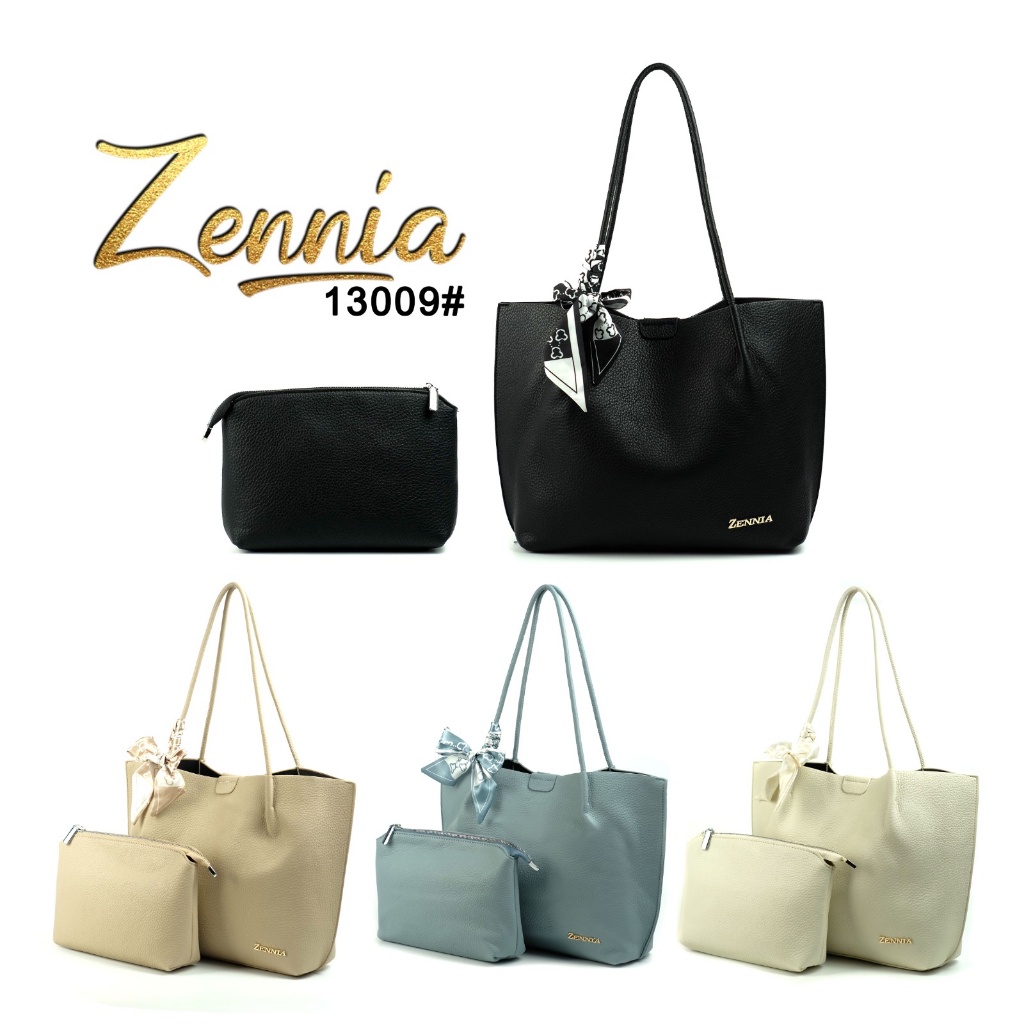 (TGS) Tas Tote Bag Kulit Zennia 13009 Tas Wanita Tas Bahu Tas Kerja 2 in 1