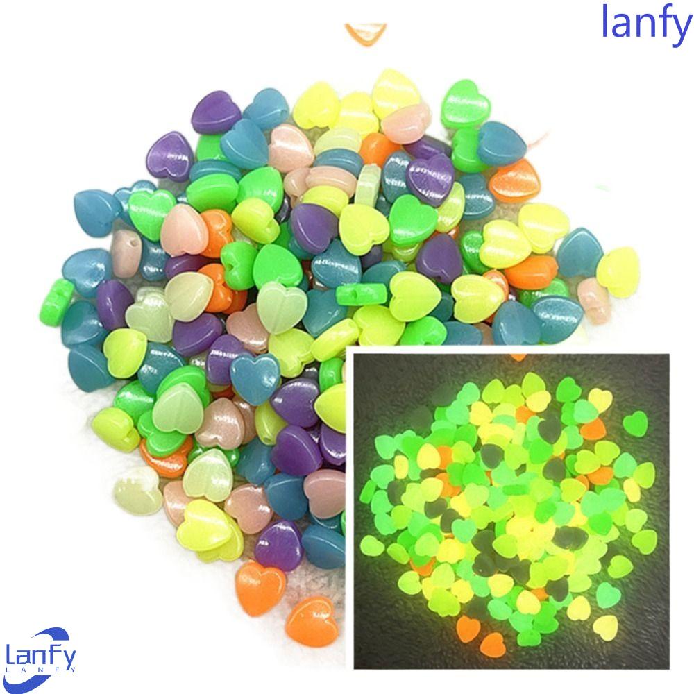 LANFY Mainan Bercahaya Manik-Manik Akrilik Merangsang Minat Gelang Kalung Manik-Manik Glow In The Dark DIY Gelang Aksesoris Pasangan Hadiah Memancing Longgar Spacer Beads