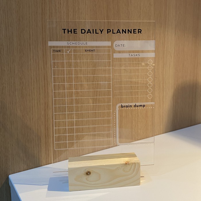 

✨BISA COD✨ -The Daily Planner Acrylic Akrilik Free Marker dan Kayu Penyangga