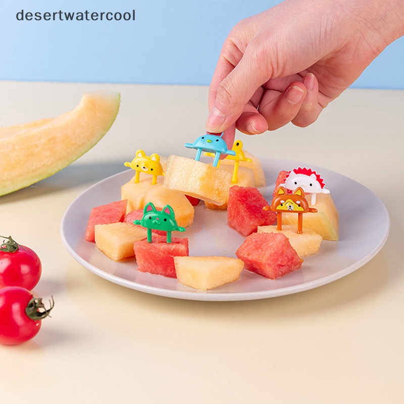 Deid 6 Pcs Kartun Hewan Buah Garpu Lucu Makanan Penutup Food Fork Chick Fox Frog Bento Fork Martijn
