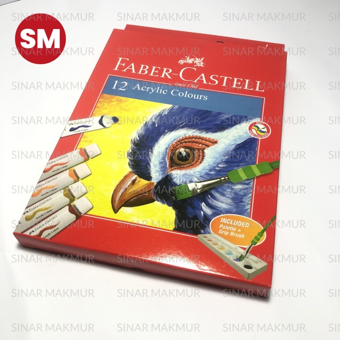 

bib 12 Acrylic Colours/Acrylic Paint/Cat Akrilik 12 Warna Faber-Castell (Set)