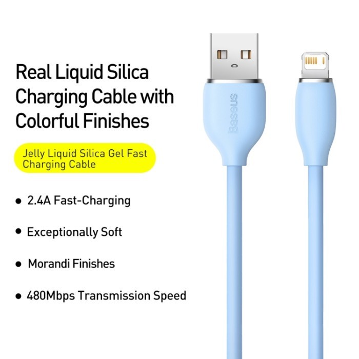 Baseus Kabel Jelly Liquid Silica Gel Fast Charging Data Cable USB to iP 2.4A 1.2m / 2M - CAGD