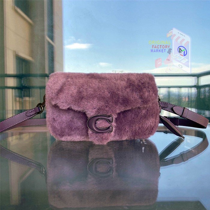 TAS CC444 CC445 Pillow Tabby Shoulder Bag In Shearling Purple - Small Vs