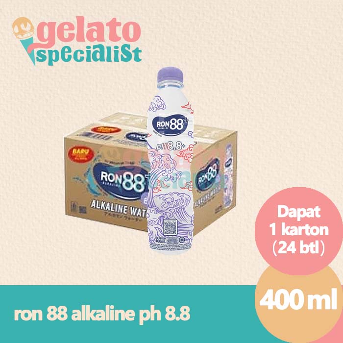 

RON88 Alkaline PH 8.8+ Air Mineral Botol 400ml 1 dus isi 24pcs