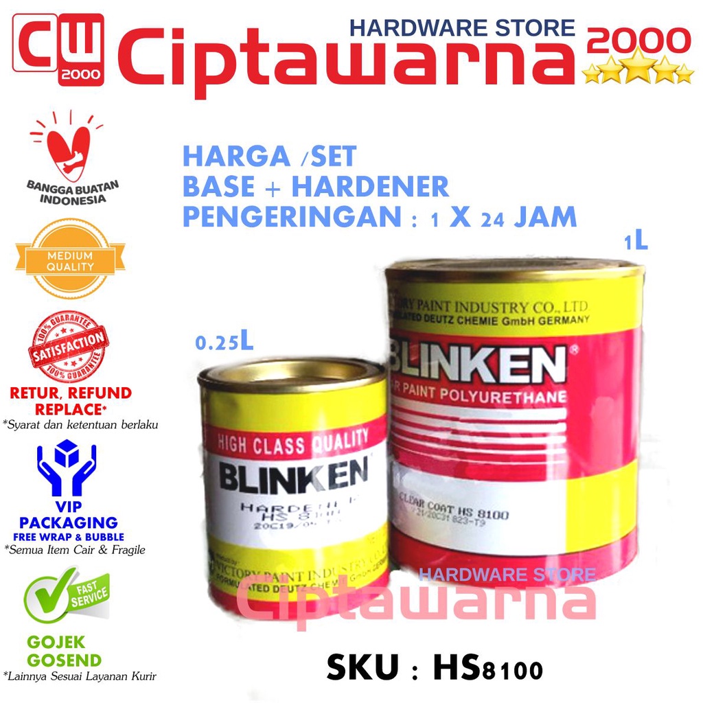 Clear Coat Blinken HS 8100 1,25 liter set Pernis Clearcoat Palembang - CWK