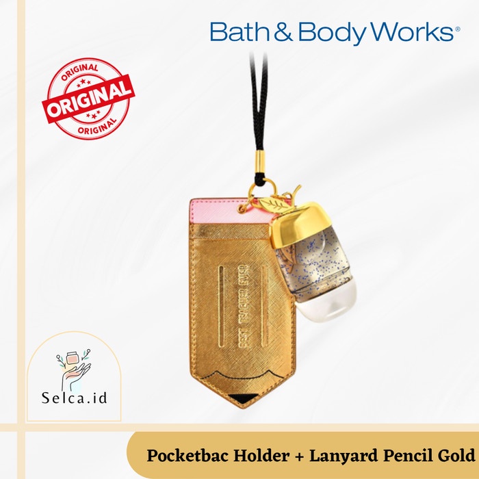 

[DD] BBW Pocketbac Holder/ Hand Sanitizer Holder Lanyard ID Card - pencil gold