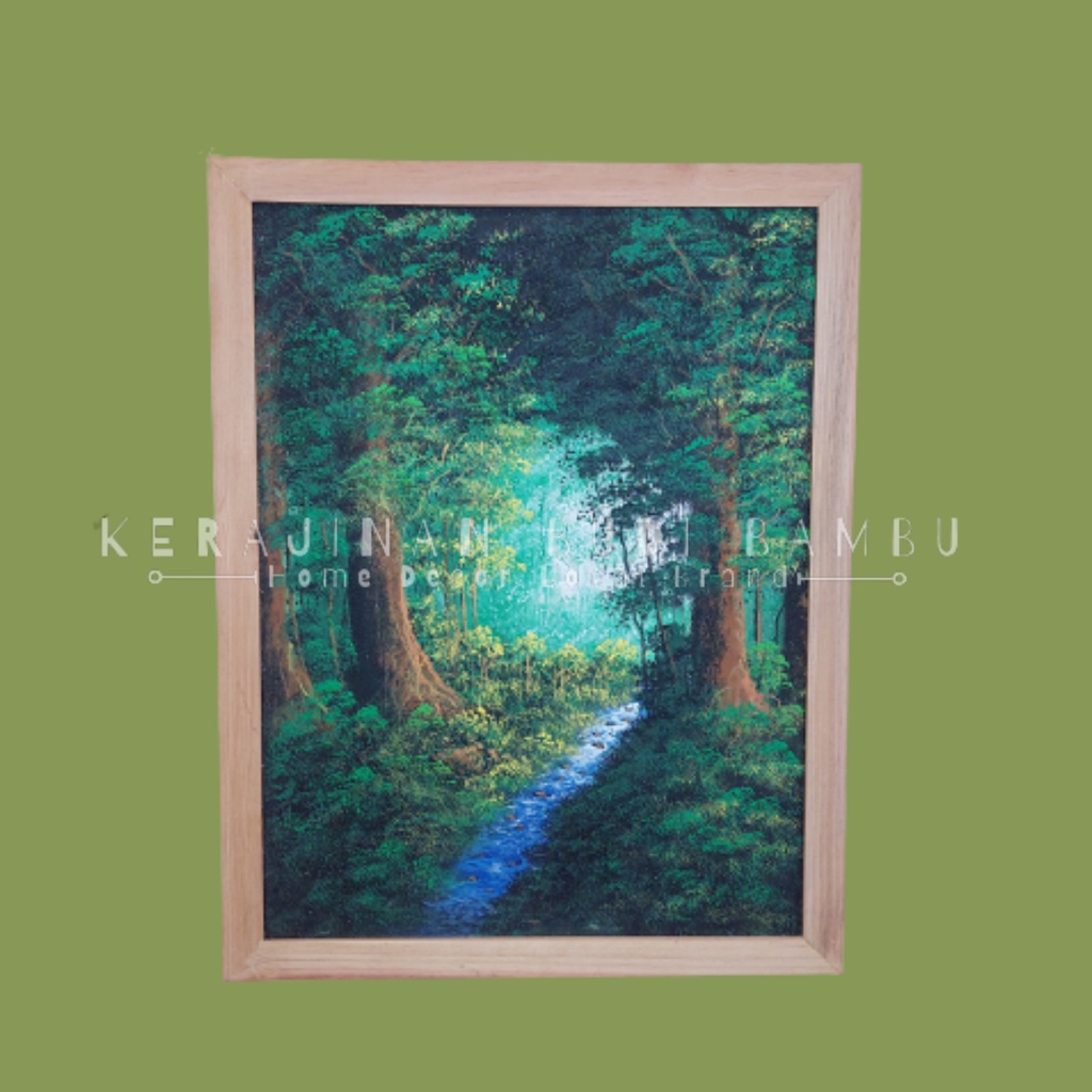 LUKISAN CAT TANGAN ASLI KECIL FRAME KAYU DEKORASI DINDING WALLDECOR TERMURAH KUALITAS EXPORT