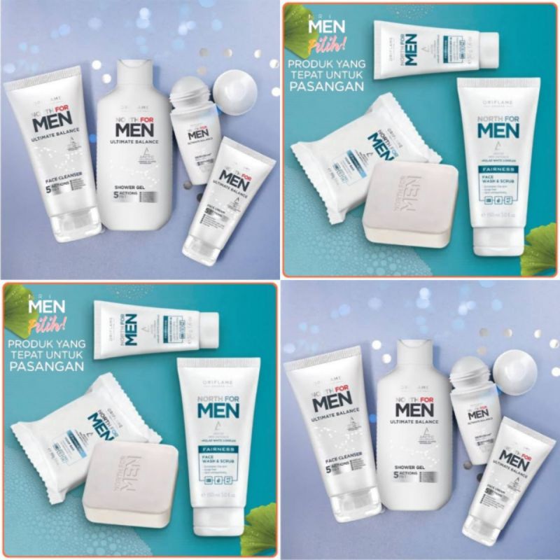 ORIFLAME North For Men Fairness Face Wash & Scrub/ Face Cream/ Soap Bar/North For Men Ultimate Balan