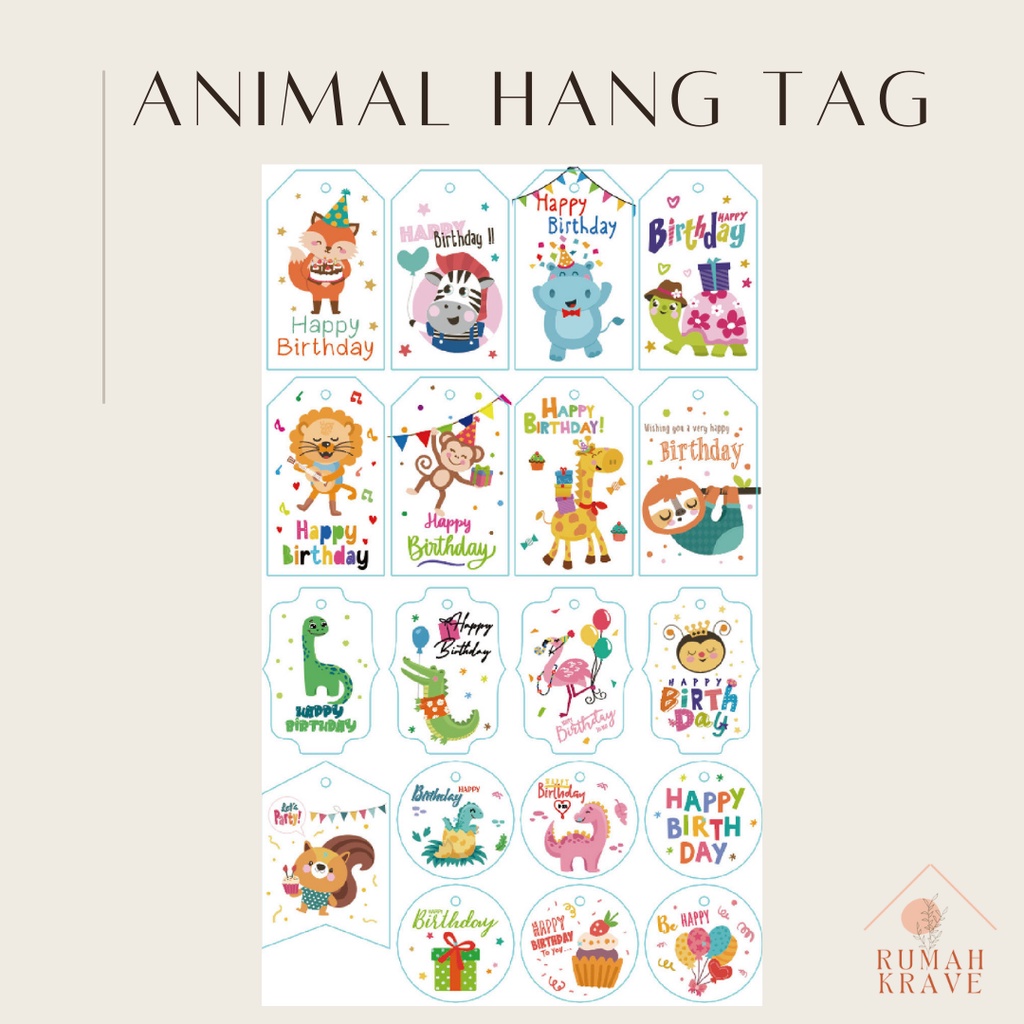 

RUMAH KRAVE - Animal Birthday Hang Tag Ulang Tahun Anak